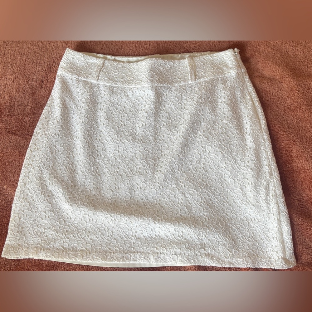 Anne Klein White Textured Skirt